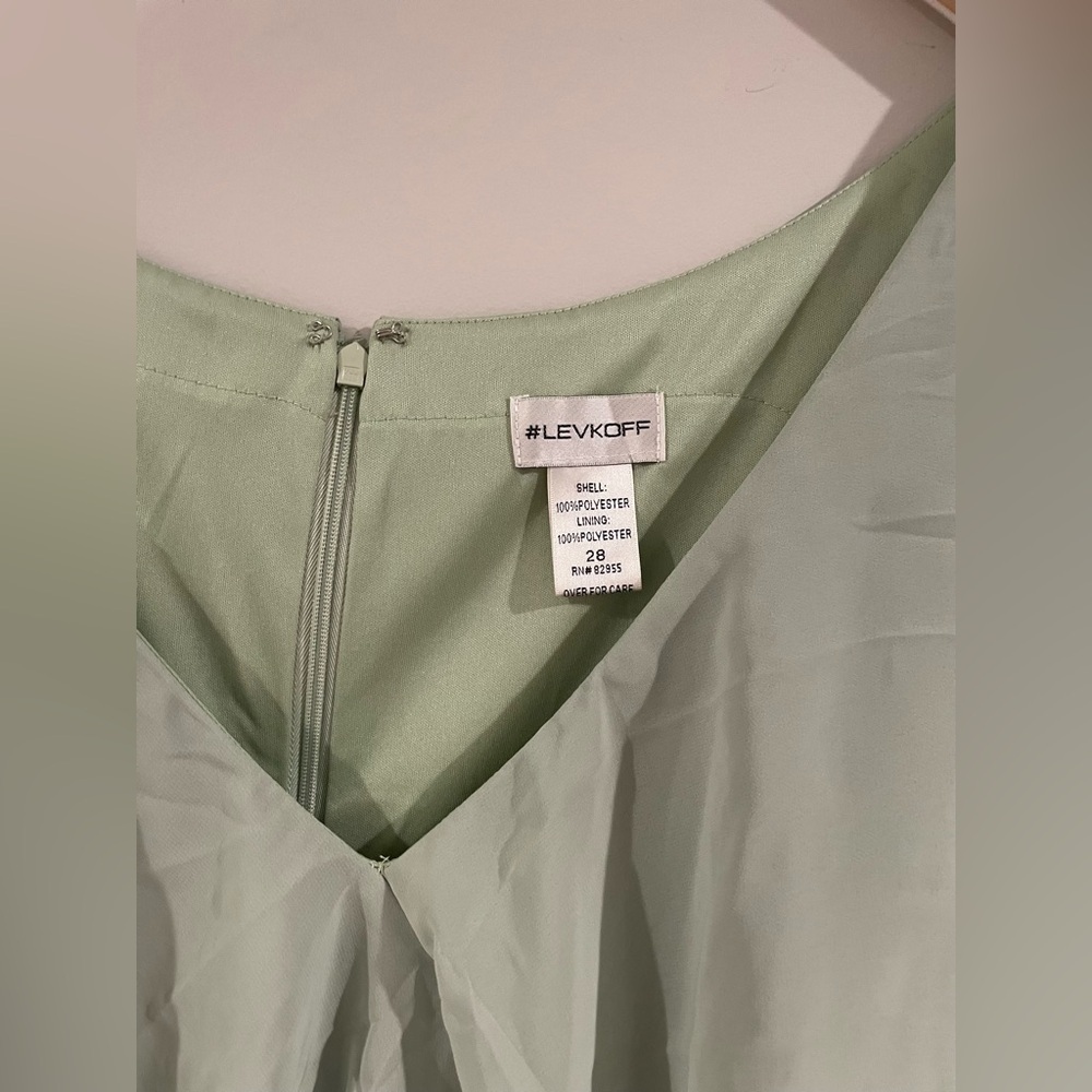 Bill Levkoff Chiffon Flutter Sleeve Bridesmaid Dress, Pistachio Green Formalwear - Picture 9 of 10